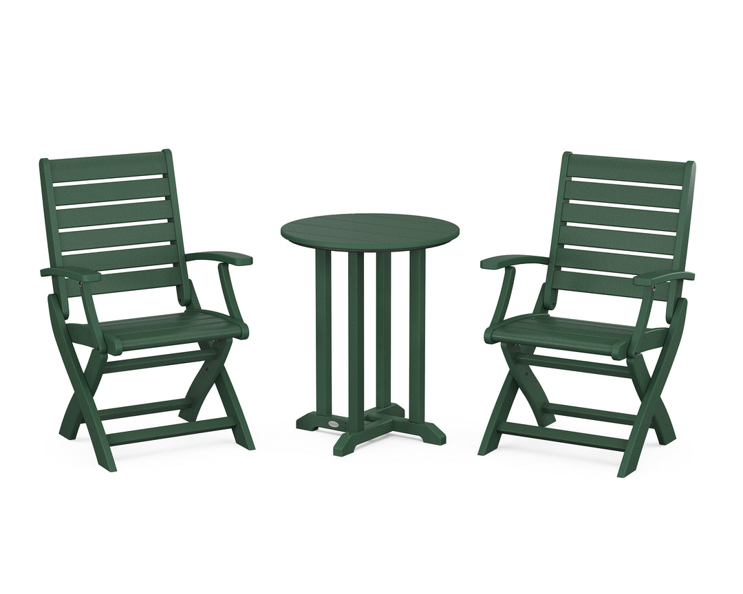 POLYWOOD® Signature Folding Chair 3-Piece Round Farmhouse Bistro Dining Set