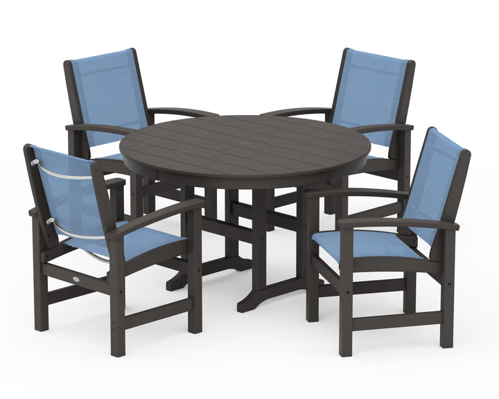 POLYWOOD® Coastal 5-Piece Round Farmhouse Dining Set