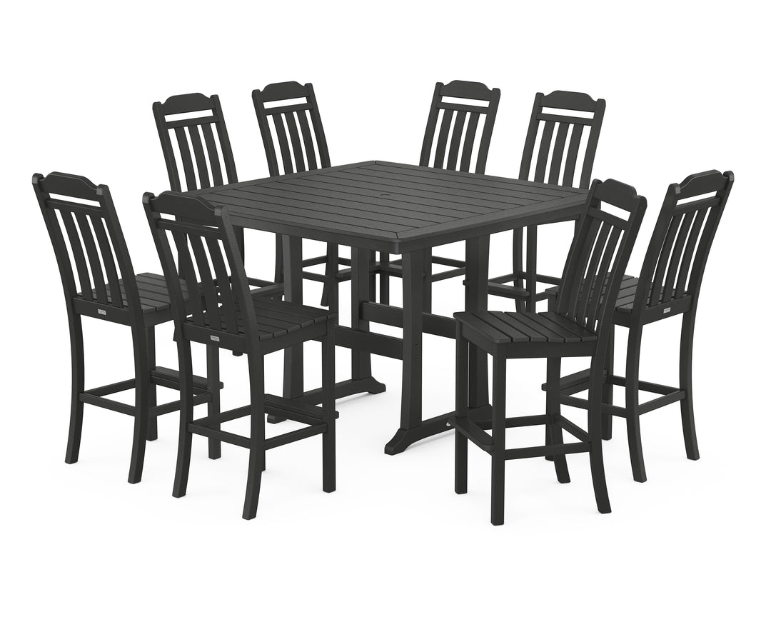 Country Living Cottage 9-Piece Square Side Chair Bar Set with Trestle Legs