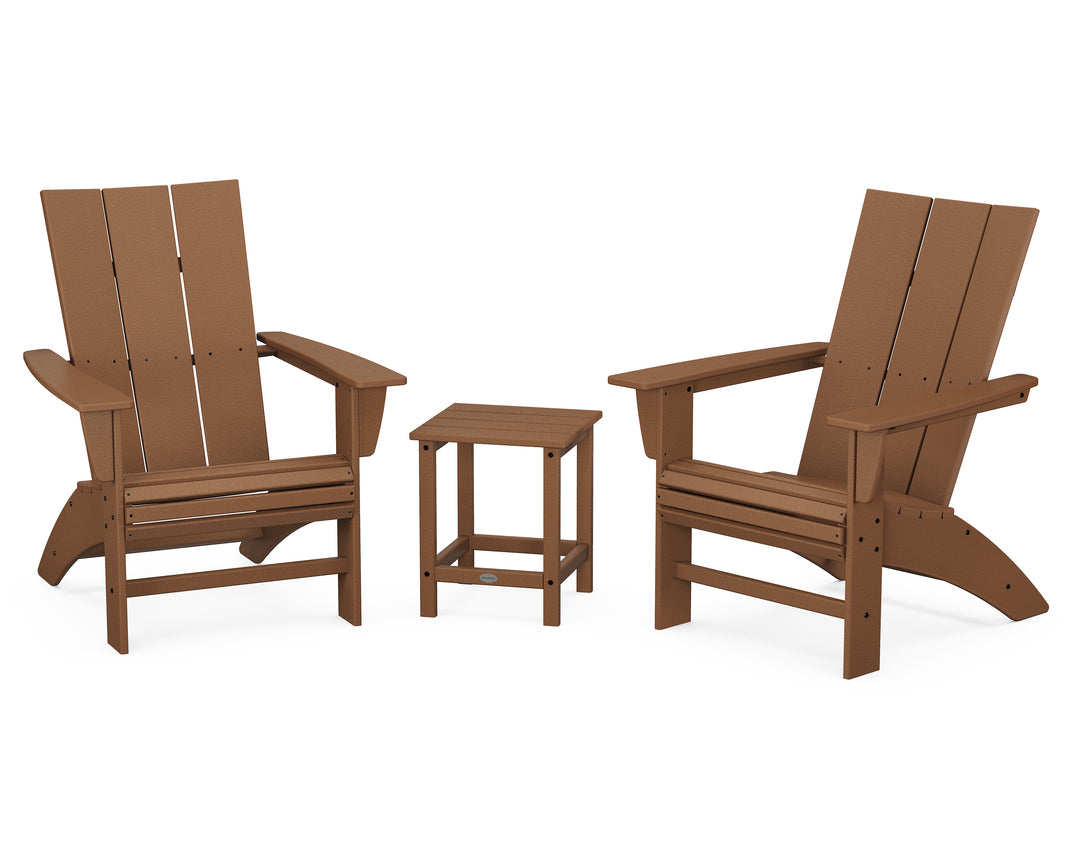 POLYWOOD® Modern 3-Piece Curveback Adirondack Set with Long Island 18" Side Table