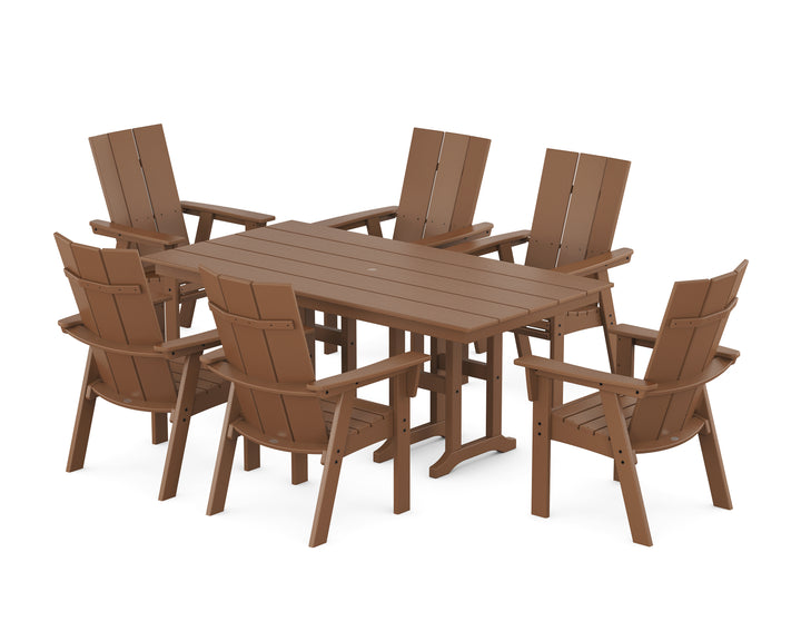 POLYWOOD® Modern Curveback Adirondack 7-Piece Farmhouse Dining Set