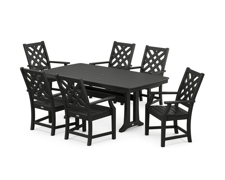 Country Living Wovendale Arm Chair 7-Piece Dining Set with Trestle Legs