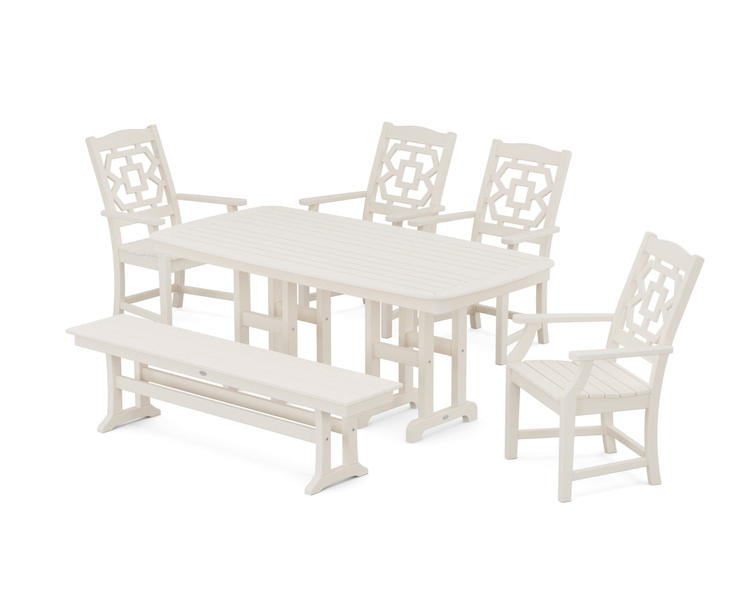 Martha Stewart by POLYWOOD® Chinoiserie 6-Piece Dining Set with Bench