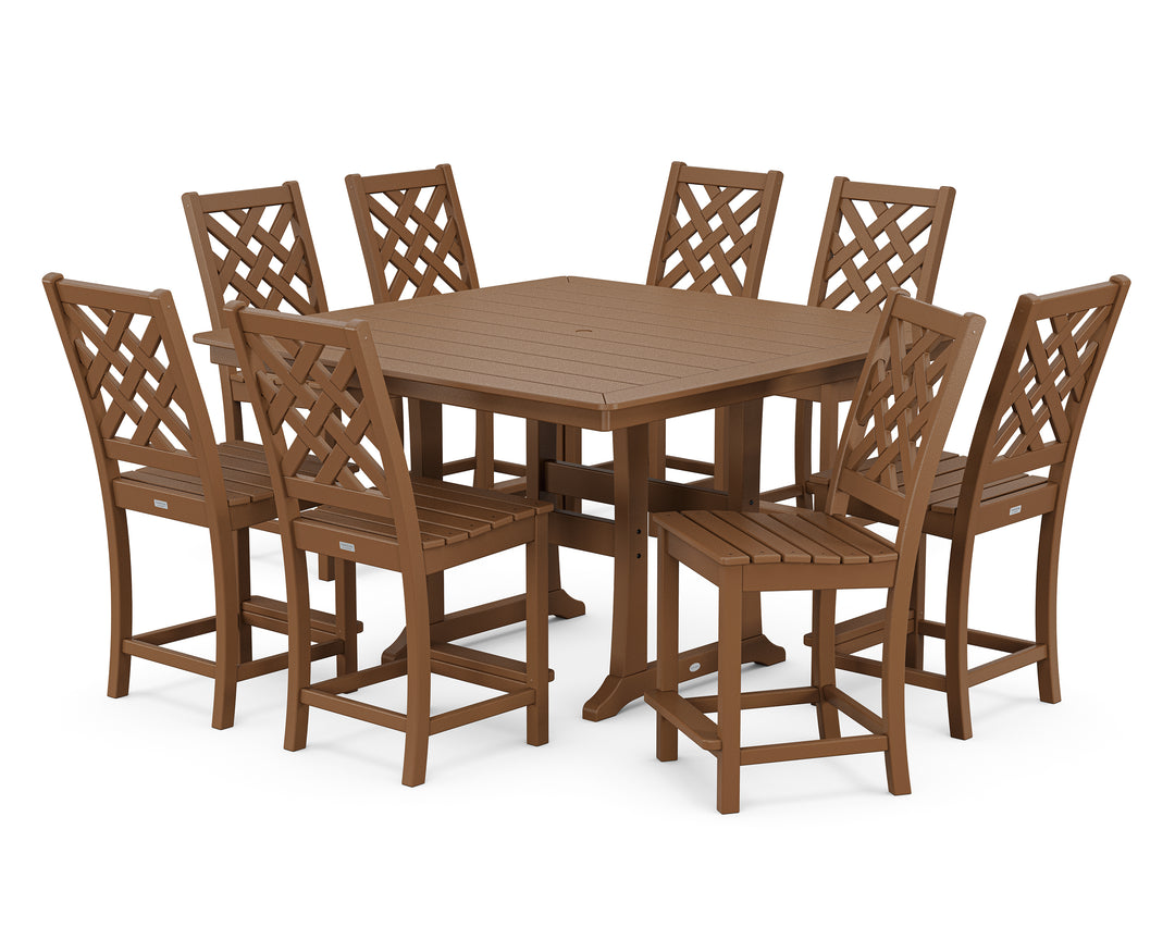 Country Living Wovendale Side Chair 9-Piece Square Counter Set with Trestle Legs