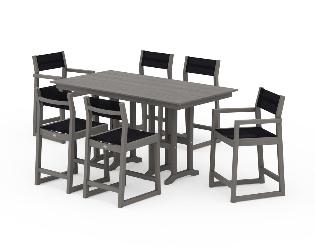 POLYWOOD® EDGE Sling 7-Piece Farmhouse Counter Set