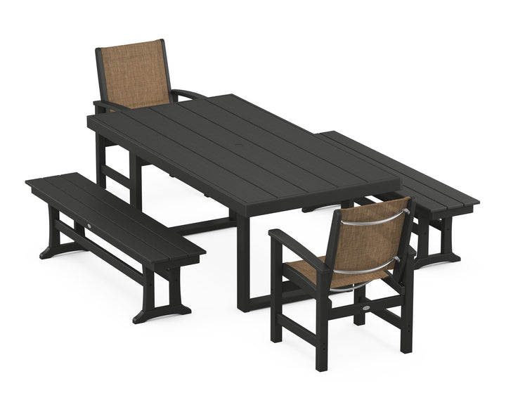 POLYWOOD® Coastal 5-Piece Dining Set with Trestle Legs