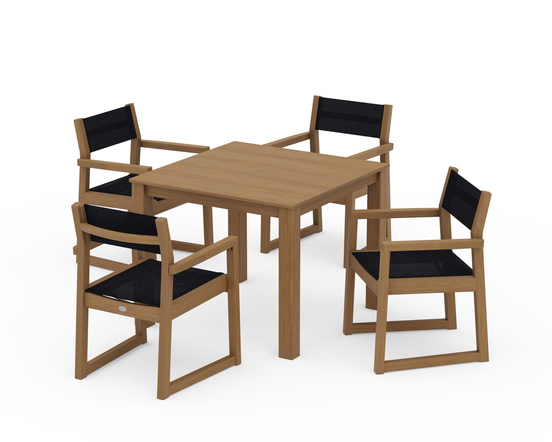 POLYWOOD® EDGE Sling Arm Chair 5-Piece Parsons Dining Set