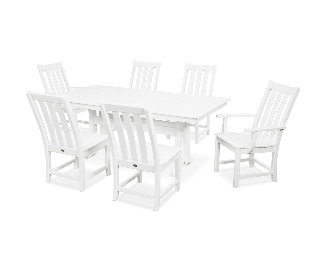 POLYWOOD® Vineyard 7-Piece Farmhouse Dining Set with Trestle Legs