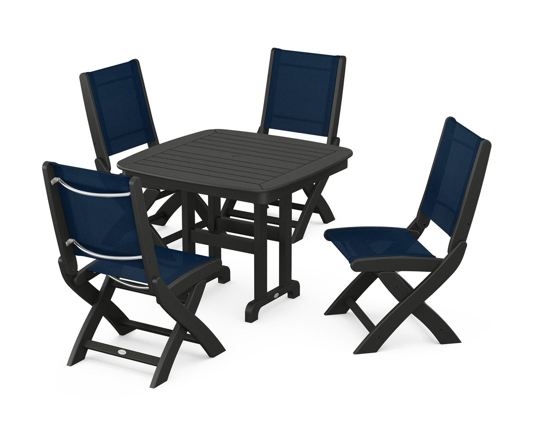 POLYWOOD® Coastal Folding Side Chair 5-Piece Dining Set