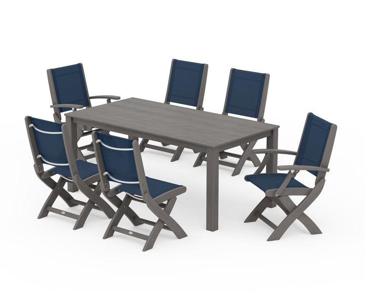 POLYWOOD® Coastal Folding Chair 7-Piece Parsons Dining Set