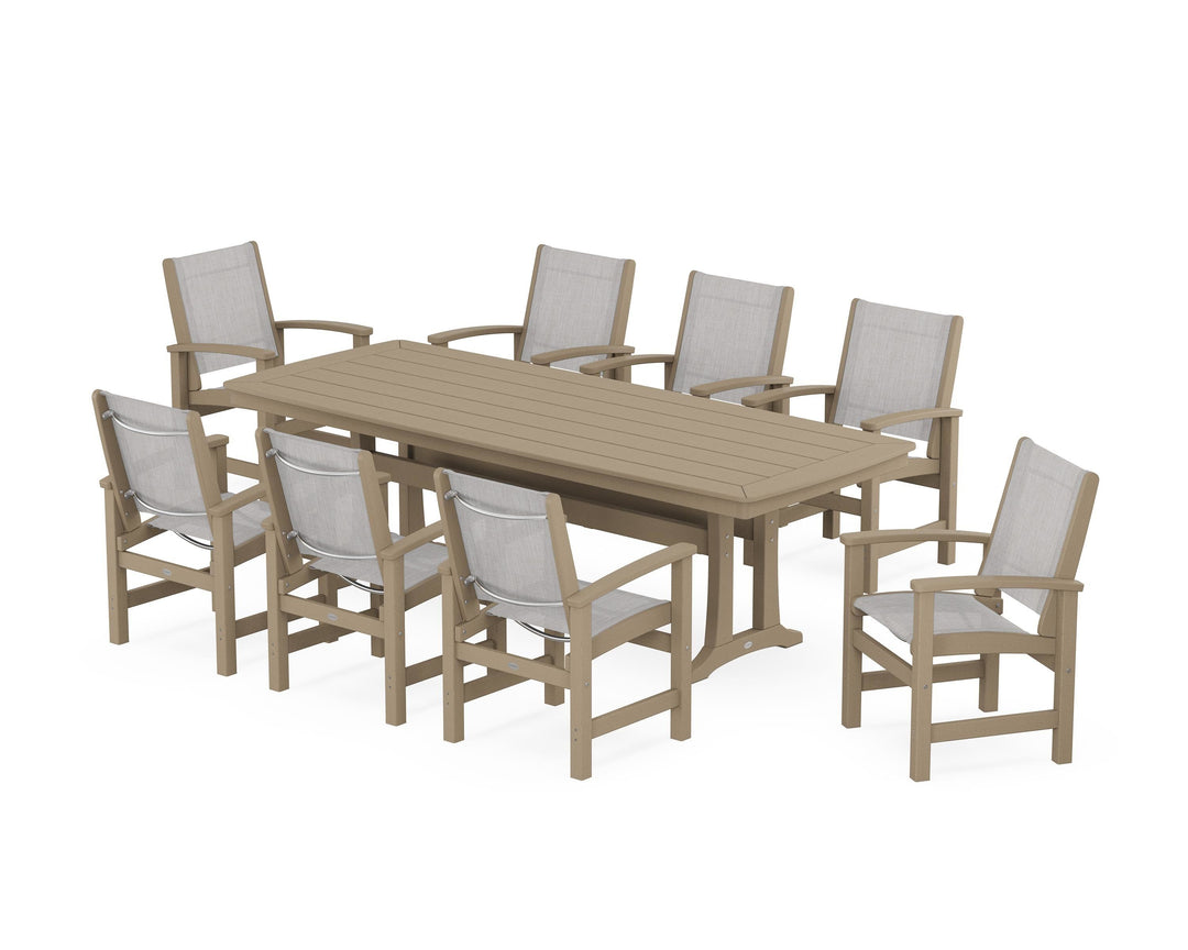 POLYWOOD® Coastal 9-Piece Dining Set with Trestle Legs