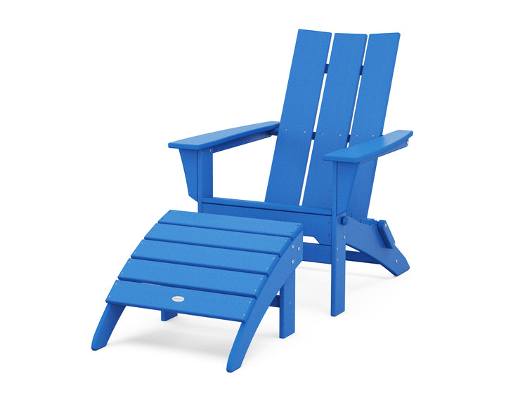 POLYWOOD® Modern Folding Adirondack Chair 2-Piece Set with Ottoman