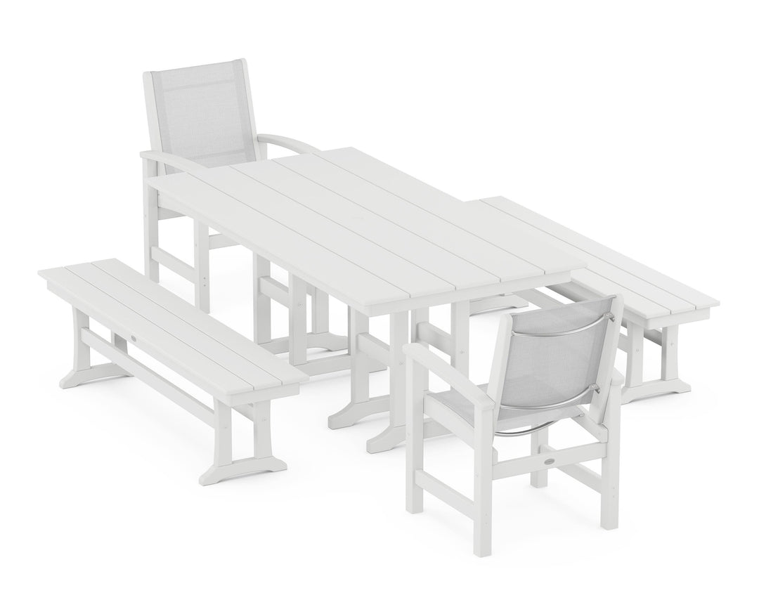 POLYWOOD® Coastal 5-Piece Farmhouse Dining Set