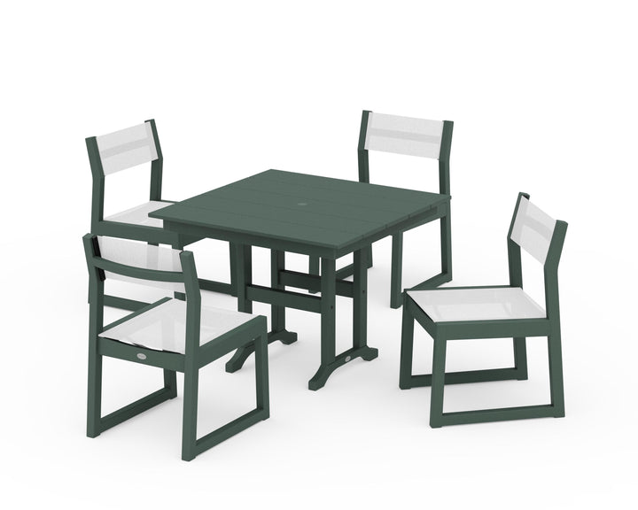 POLYWOOD® EDGE Sling Side Chair 5-Piece Farmhouse Dining Set