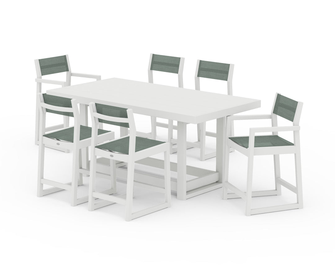 POLYWOOD® EDGE Sling 7-Piece Counter Table Set