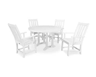 Vineyard 5-Piece Round Dining Set with Trestle Legs