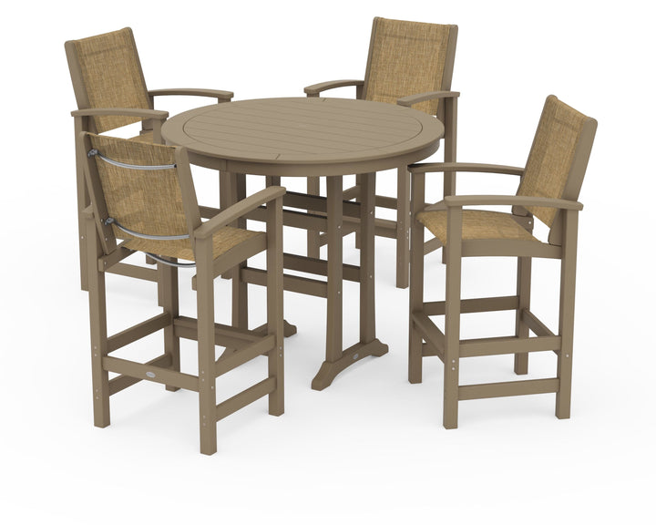 POLYWOOD® Coastal 5-Piece Nautical Trestle Bar Set