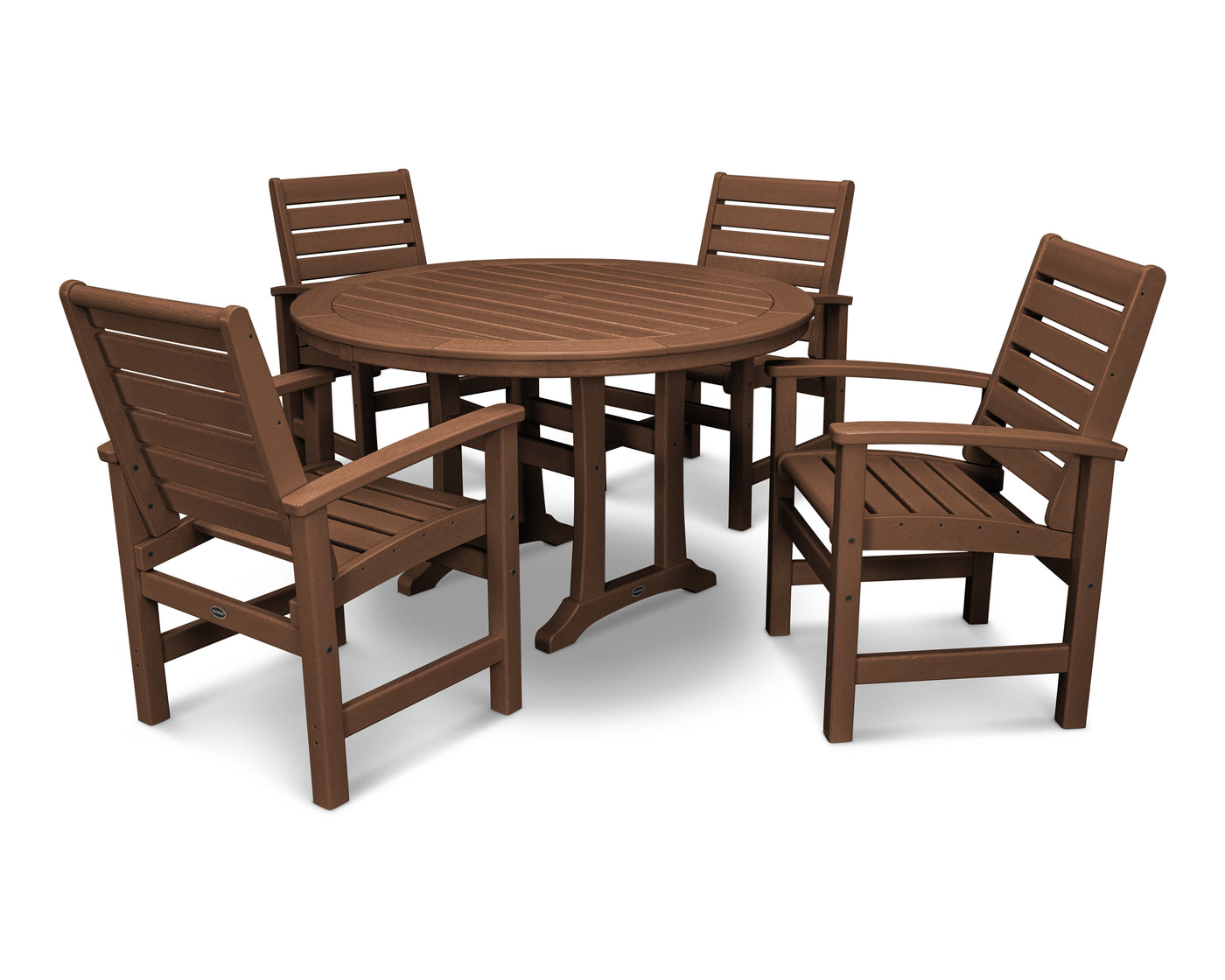 Signature 5-Piece Round Dining Set with Trestle Legs