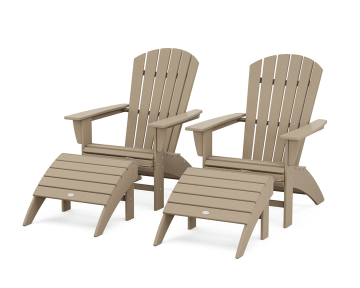 POLYWOOD® Nautical Curveback Adirondack Chair 4-Piece Set with Ottomans