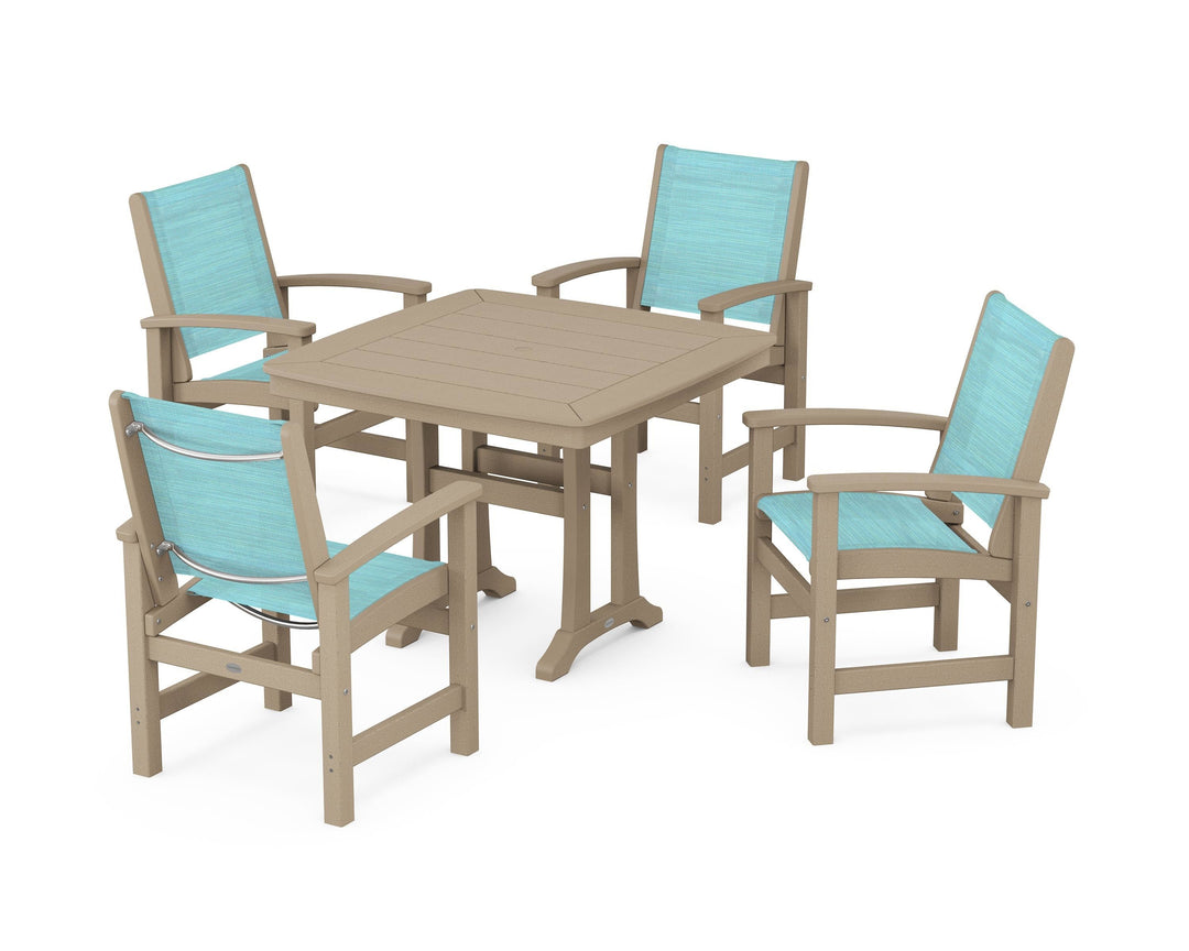 POLYWOOD® Coastal 5-Piece Dining Set with Trestle Legs
