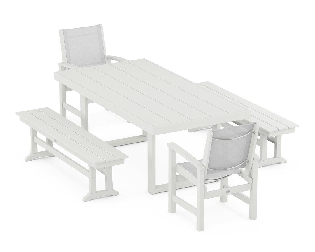 POLYWOOD® Coastal 5-Piece Dining Set with Trestle Legs