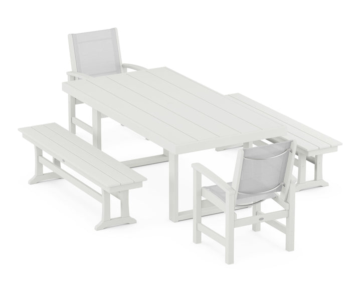 POLYWOOD® Coastal 5-Piece Dining Set with Trestle Legs