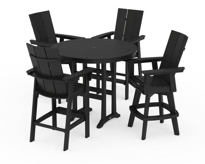 POLYWOOD® Modern Adirondack 5-Piece Nautical Trestle Round Bar Set with Swivels