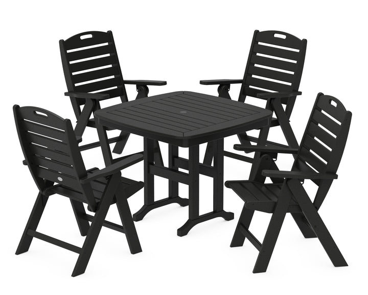 POLYWOOD® Nautical Folding Highback Chair 5-Piece Dining Set