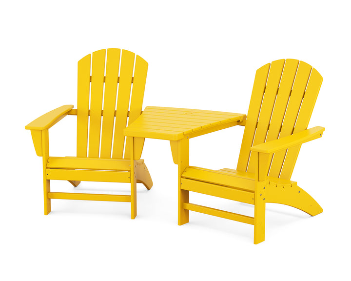 POLYWOOD® Nautical 3-Piece Adirondack Set with Angled Connecting Table