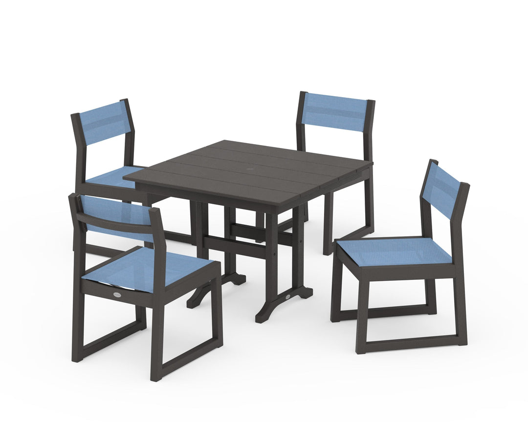 POLYWOOD® EDGE Sling Side Chair 5-Piece Farmhouse Dining Set