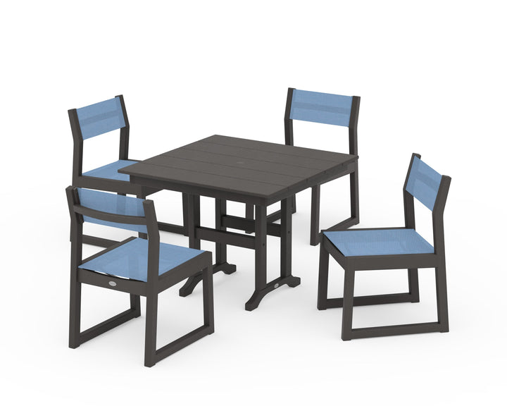 POLYWOOD® EDGE Sling Side Chair 5-Piece Farmhouse Dining Set