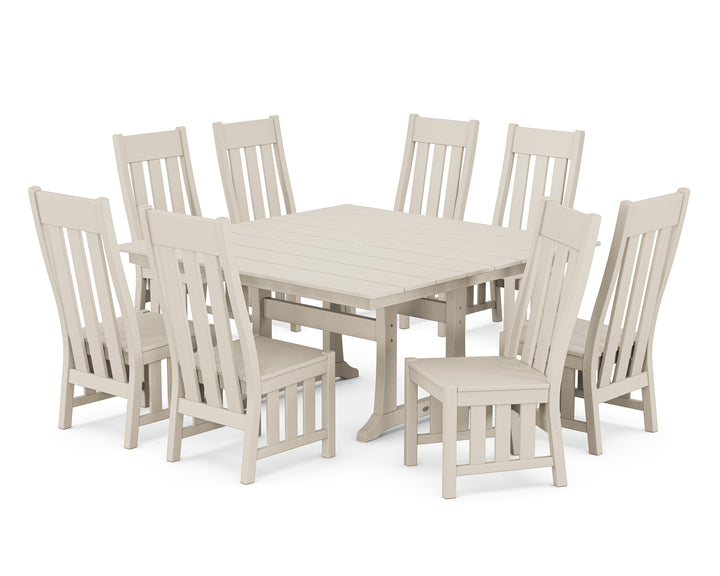 Martha Stewart by POLYWOOD® Acadia Side Chair 9-Piece Square Farmhouse Dining Set with Trestle Legs
