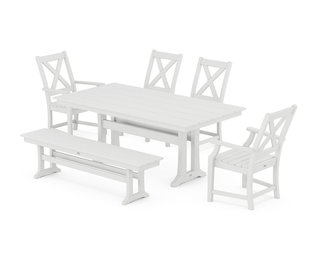 POLYWOOD® Braxton 6-Piece Farmhouse Dining Set With Trestle Legs