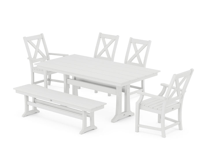 POLYWOOD® Braxton 6-Piece Farmhouse Dining Set With Trestle Legs