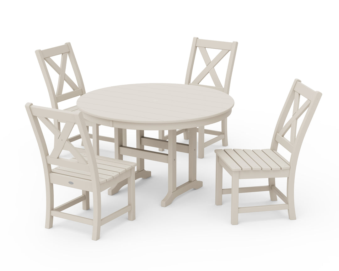 POLYWOOD® Braxton Side Chair 5-Piece Round Dining Set