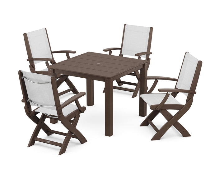 POLYWOOD® Coastal Folding Chair 5-Piece Parsons Dining Set