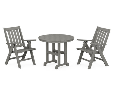 Vineyard Folding Chair 3-Piece Round Dining Set