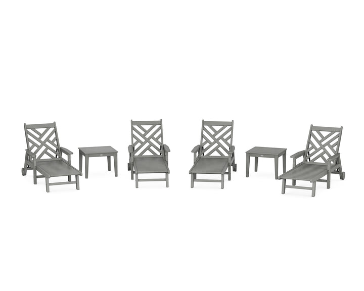 POLYWOOD® Chippendale 6-Piece Chaise Set with Arms and Wheels