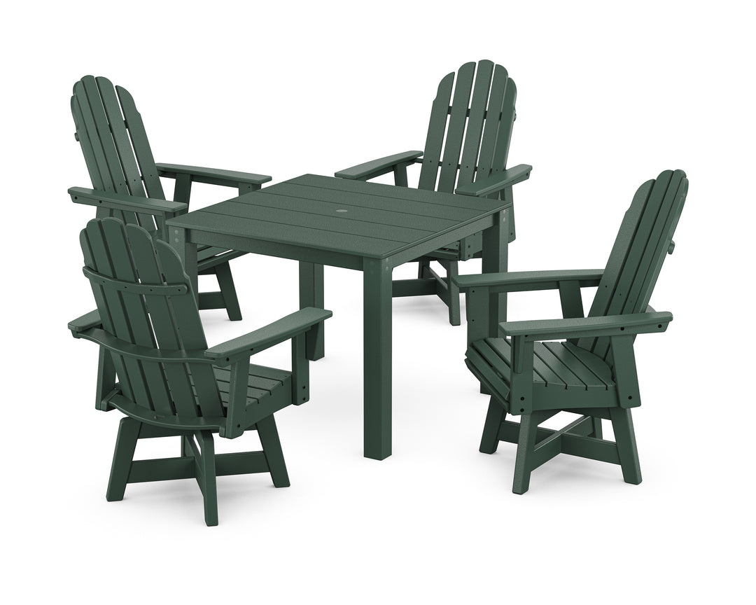 POLYWOOD® Vineyard Curveback Adirondack 5-Piece Parsons Swivel Dining Set
