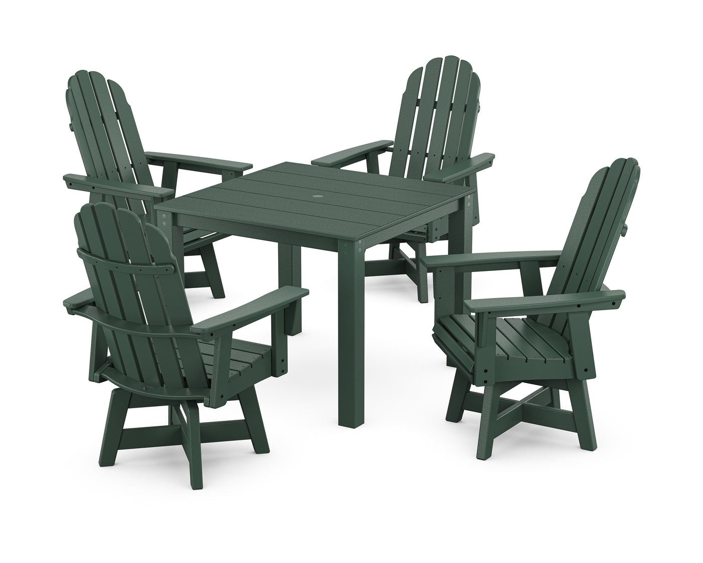 Vineyard Curveback Adirondack 5-Piece Parsons Swivel Dining Set