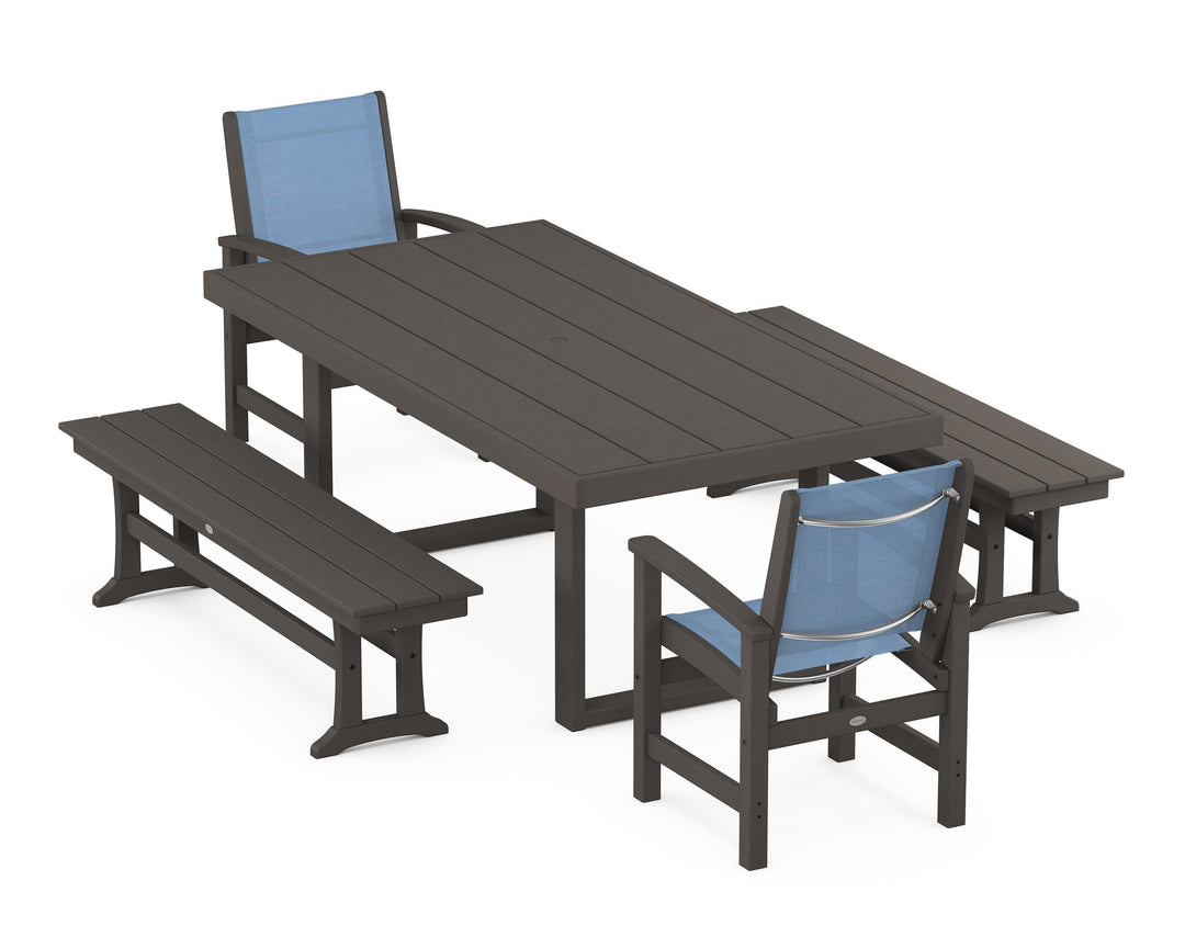 POLYWOOD® Coastal 5-Piece Dining Set with Trestle Legs