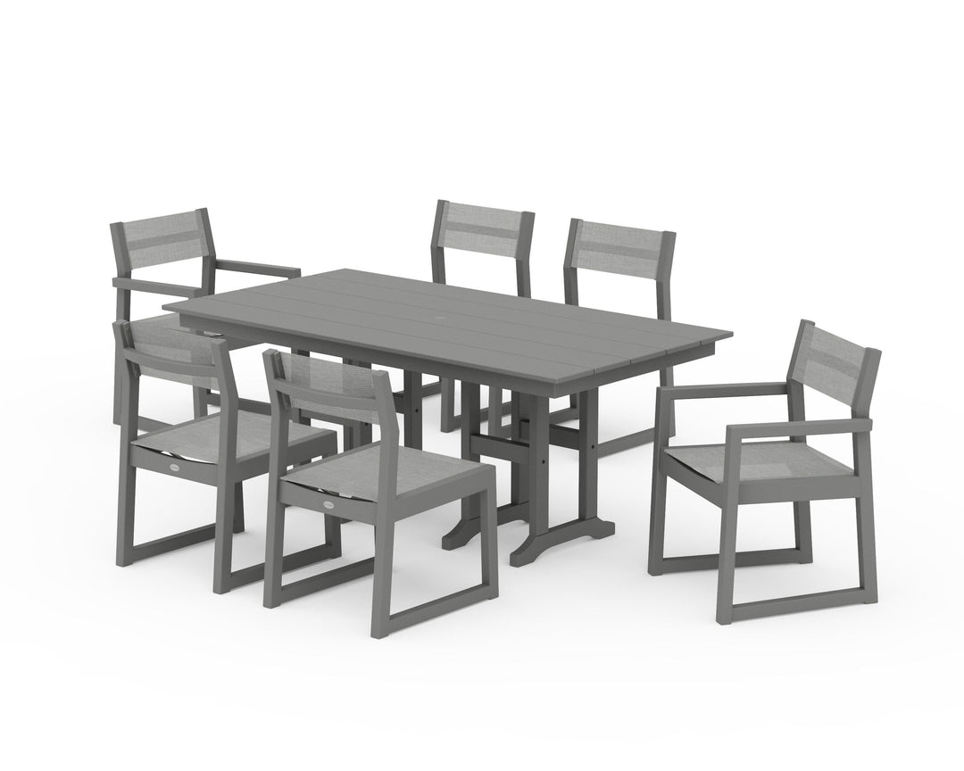 POLYWOOD® EDGE Sling 7-Piece Farmhouse Dining Set