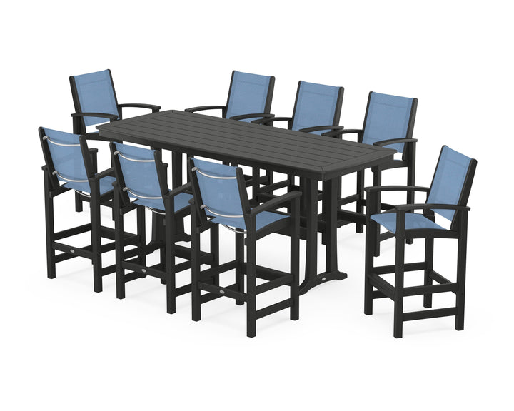 POLYWOOD® Coastal 9-Piece Bar Set with Trestle Legs