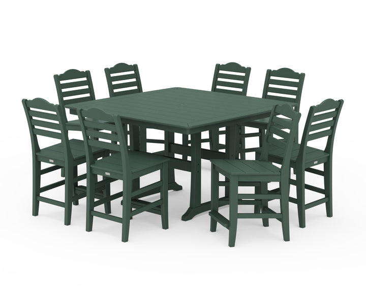 Draper James™ by  POLYWOOD® Savannah Side Chair 9-Piece Square Counter Set with Trestle Legs