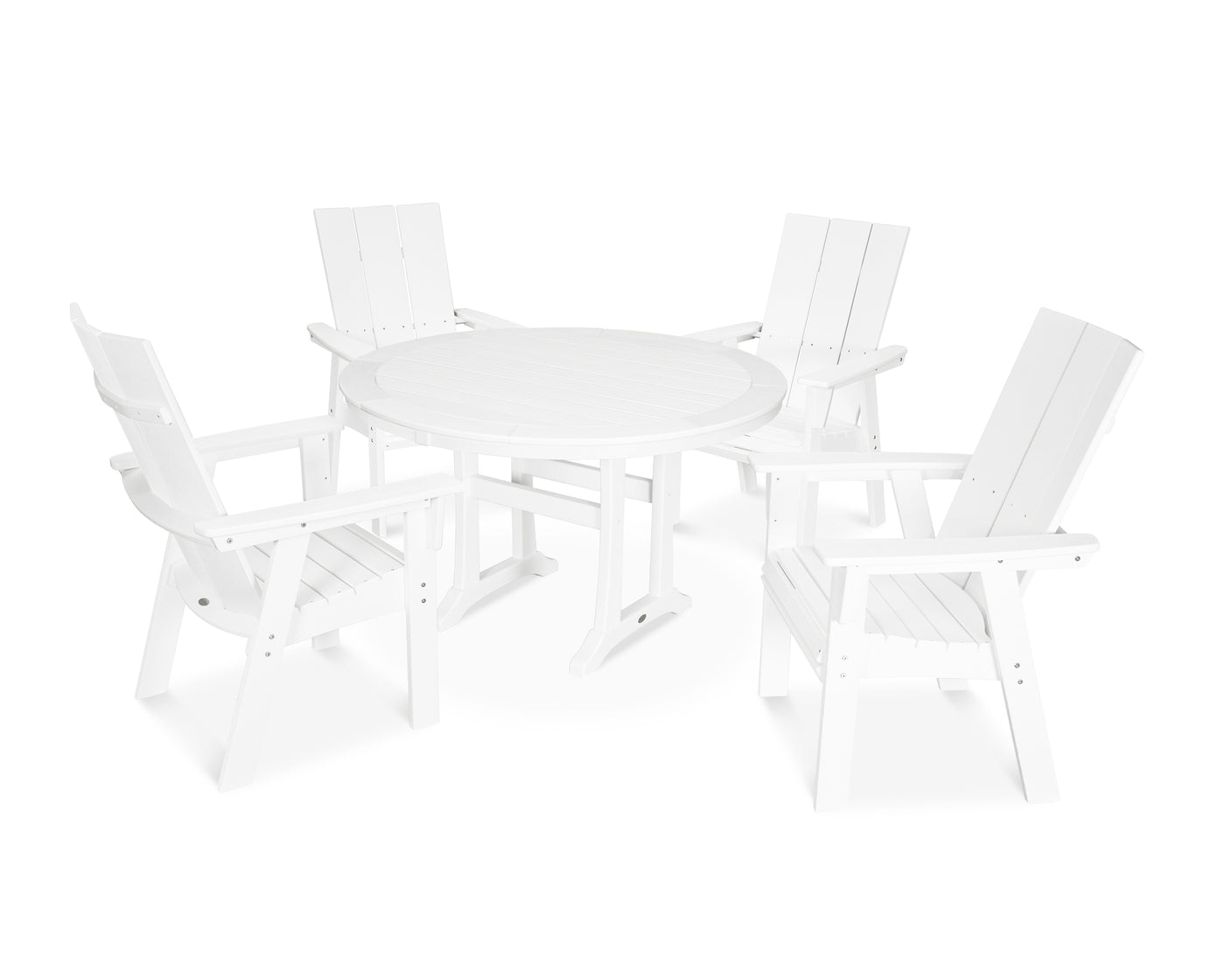 Modern Curveback Adirondack 5-Piece Nautical Trestle Dining Set