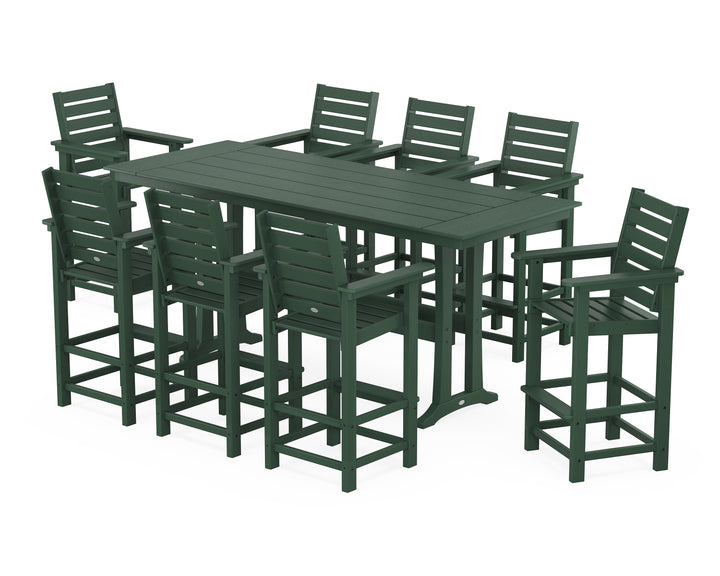 POLYWOOD® Captain 9-Piece Farmhouse Bar Set with Trestle Legs