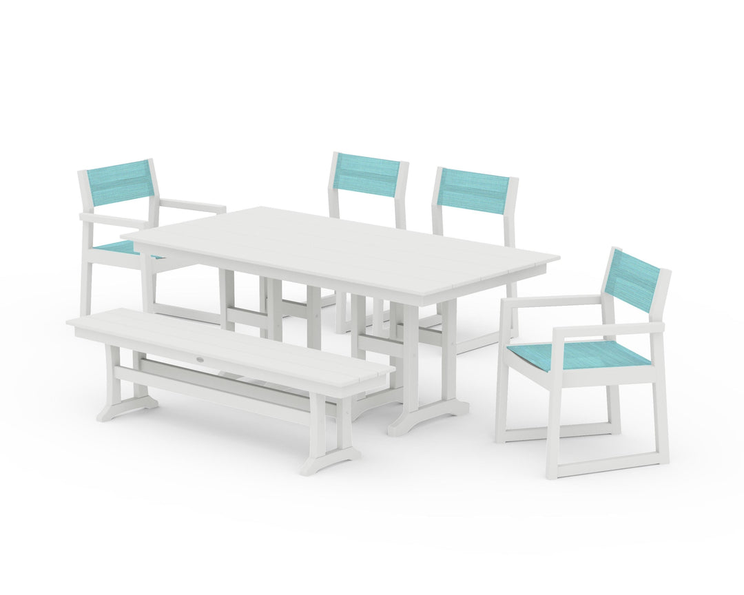 POLYWOOD® EDGE Sling 6-Piece Farmhouse Dining Set