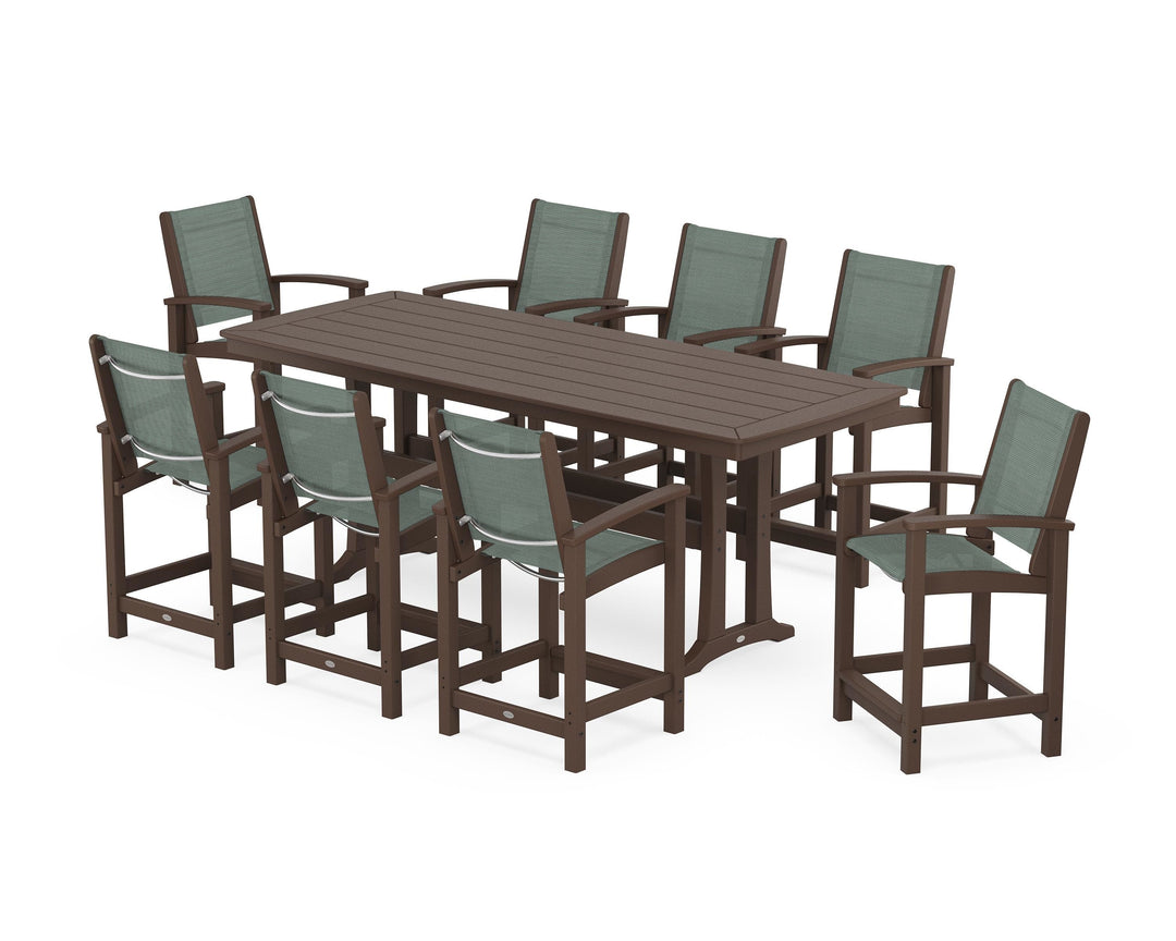POLYWOOD® Coastal 9-Piece Counter Set with Trestle Legs