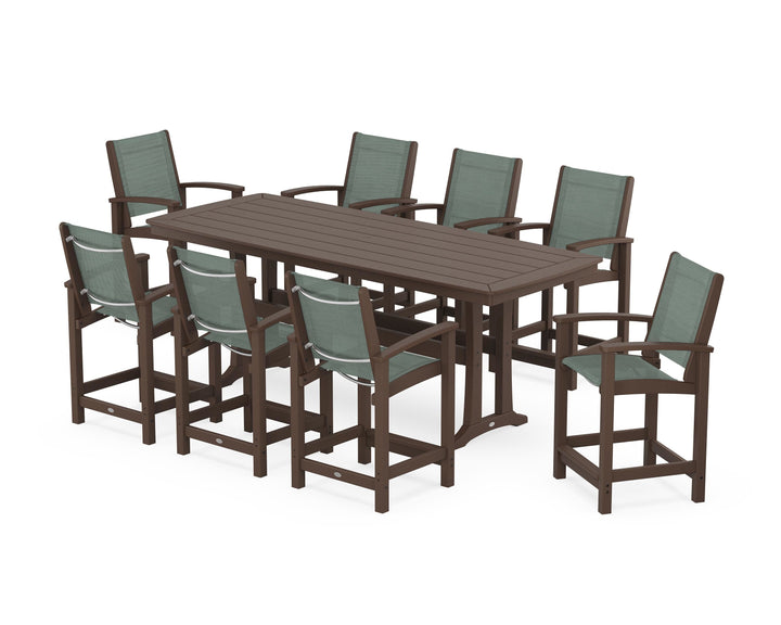 POLYWOOD® Coastal 9-Piece Counter Set with Trestle Legs