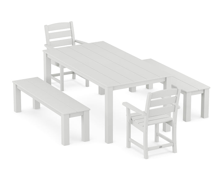 POLYWOOD® Lakeside 5-Piece Parsons Dining Set with Benches